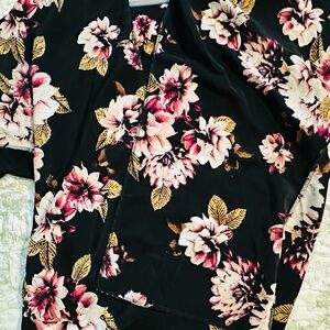 Floral Black and Pink Women's Top